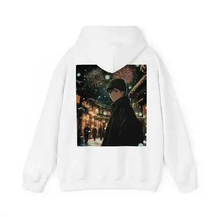 Anime Boy Winter Night Fireworks Street