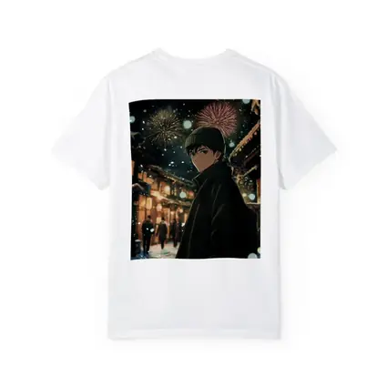 Anime Boy Winter Night Fireworks Street