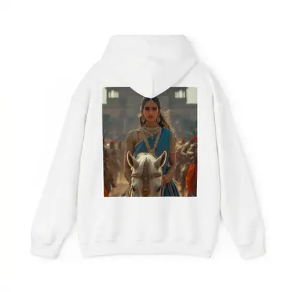 Indian Queen Riding White Horse Palace Background