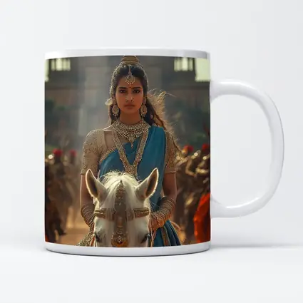Indian Queen Riding White Horse Palace Background
