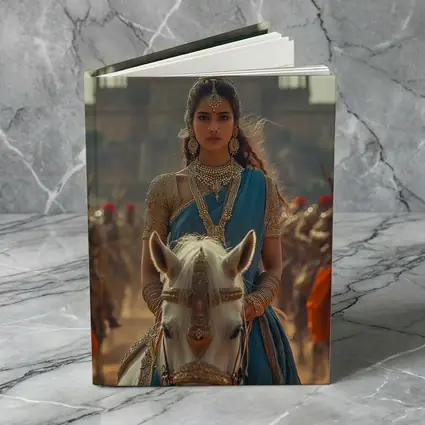 Indian Queen Riding White Horse Palace Background