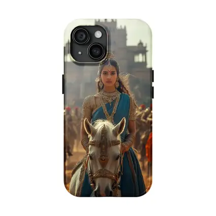 Indian Queen Riding White Horse Palace Background