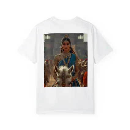 Indian Queen Riding White Horse Palace Background
