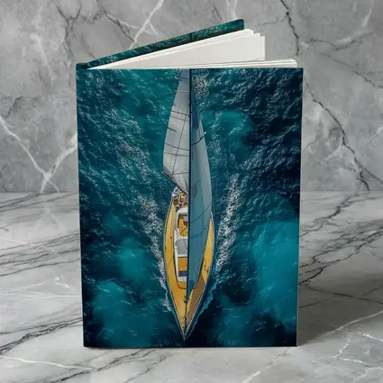 Aerial Sailboat Gliding Over Deep Blue Ocean