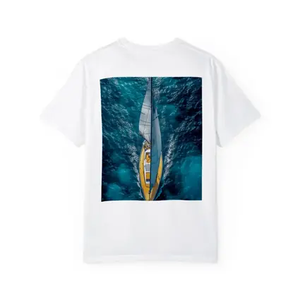 Aerial Sailboat Gliding Over Deep Blue Ocean