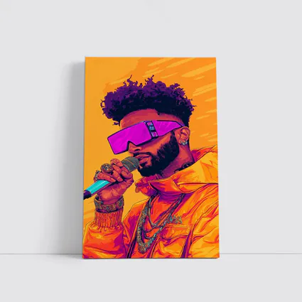 Hip Hop Singer Orange Jacket Illustration Art