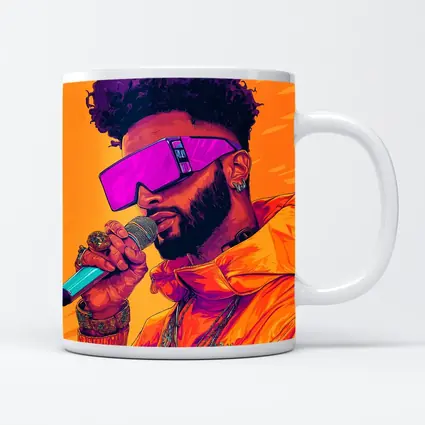 Hip Hop Singer Orange Jacket Illustration Art