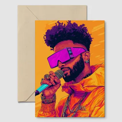 Hip Hop Singer Orange Jacket Illustration Art