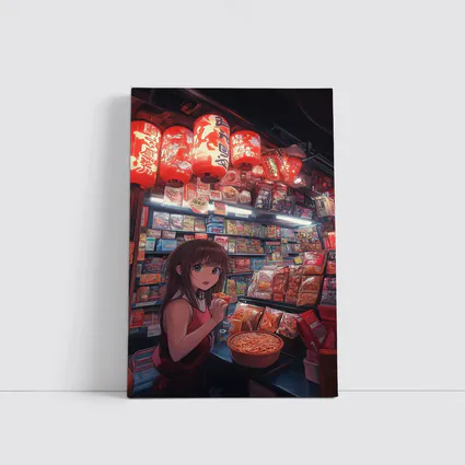 Anime Girl at Japanese Noodle Street Stall