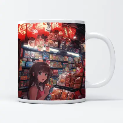 Anime Girl at Japanese Noodle Street Stall