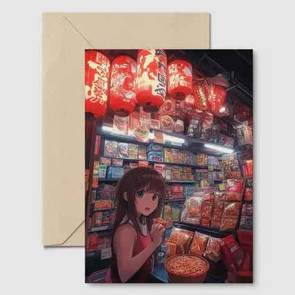 Anime Girl at Japanese Noodle Street Stall