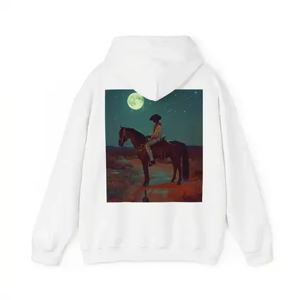 Cowboy on Horse Desert Moonlit Night
