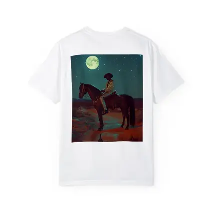 Cowboy on Horse Desert Moonlit Night