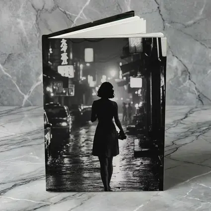 Woman Silhouette Rainy Asian City Night Street
