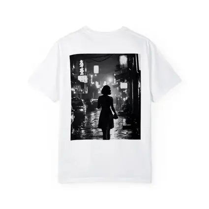 Woman Silhouette Rainy Asian City Night Street