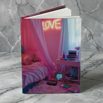 Neon Love Sign Pink Bedroom Interior