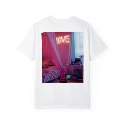 Neon Love Sign Pink Bedroom Interior