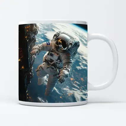 Astronaut Spacewalk Above Earth Space Station