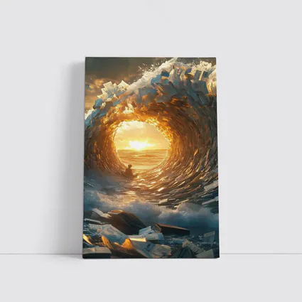 Money Wave Tunnel Golden Sunset Ocean