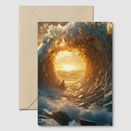 Money Wave Tunnel Golden Sunset Ocean