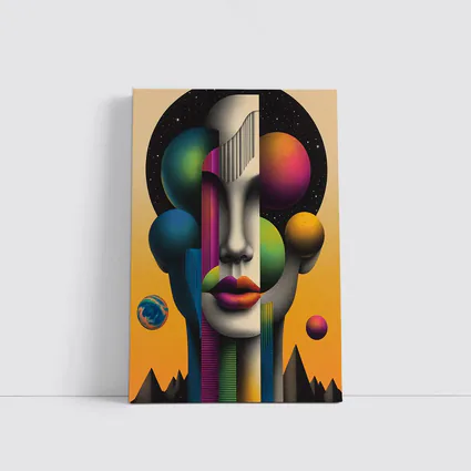 Abstract Face Surreal Space Planets Art