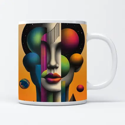 Abstract Face Surreal Space Planets Art