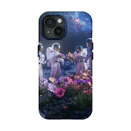 Astronauts Picking Flowers on Starry Moon