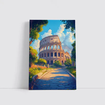Colosseum Rome Sunny Day Anime Art