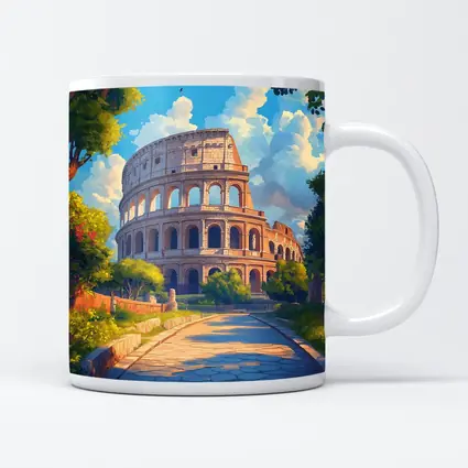 Colosseum Rome Sunny Day Anime Art