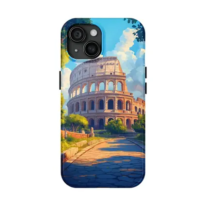 Colosseum Rome Sunny Day Anime Art