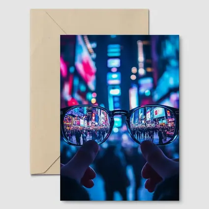 Glasses Held Up Times Square Night