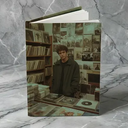 Young Man Standing In Vintage Record Shop