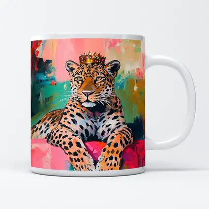 Royal Leopard With Crown Colorful Abstract Background