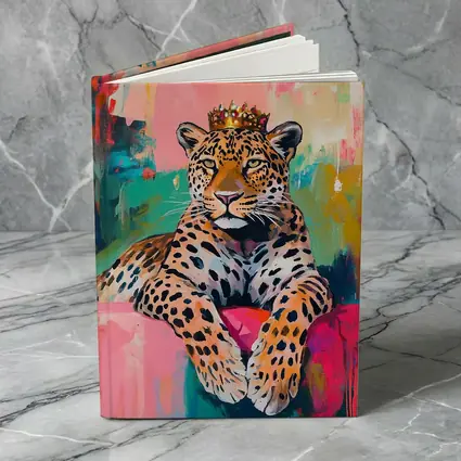 Royal Leopard With Crown Colorful Abstract Background