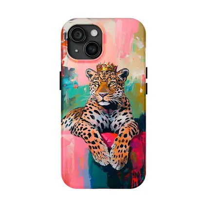 Royal Leopard With Crown Colorful Abstract Background
