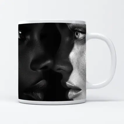 Two Women Faces Black and White Portrait