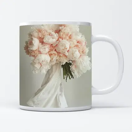 Pink Peony Bouquet Woman White Background