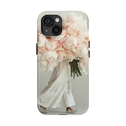 Pink Peony Bouquet Woman White Background