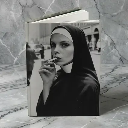 Nun Smoking Cigarette Black White Street
