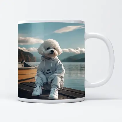 Bichon Frise Dog Wearing Nike Hoodie Lakeside