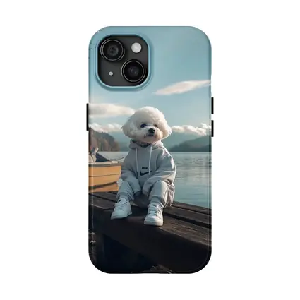 Bichon Frise Dog Wearing Nike Hoodie Lakeside