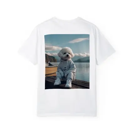 Bichon Frise Dog Wearing Nike Hoodie Lakeside