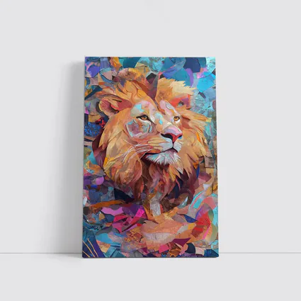 Colorful Collage Lion Art Abstract Background