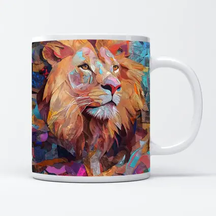 Colorful Collage Lion Art Abstract Background