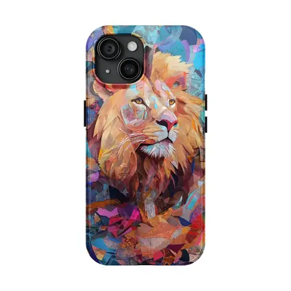 Colorful Collage Lion Art Abstract Background