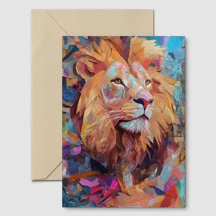 Colorful Collage Lion Art Abstract Background