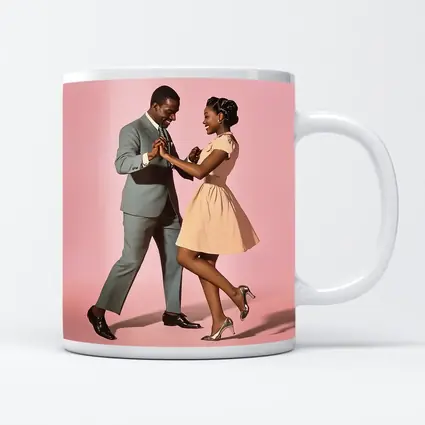 Couple Dancing Together on Pink Background