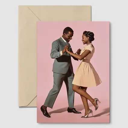 Couple Dancing Together on Pink Background