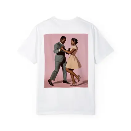Couple Dancing Together on Pink Background