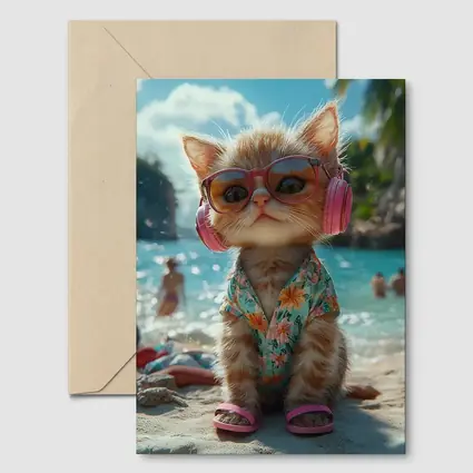 Cool Cat Beach Summer Tropical Vacation